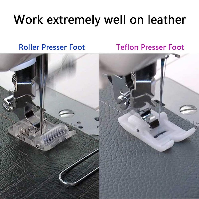 CESUSME 2 Pcs Roller Sewing Machine Presser Foot, Plus Non-Stick Zigzag Teflon Presser Feet - Fit for Singer, Brother, Babylock, Low Shank Simplicity Sewing Machineï¼ˆ2 Stylesï¼‰ - Image 2